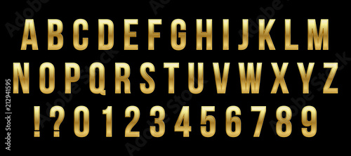 Fototapeta Naklejka Na Ścianę i Meble -  Creative vector illustration of golden glossy font, gold alphabet, metal typeface isolated on transparent background. Art design luxury metallic typographic abc. Abstract concept graphic element.