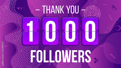 Creative vector illustration of 1000 followers subscribers, thank you card banner isolated on transparent background. Art design web user celebrates blogger network. Abstract concept graphic element