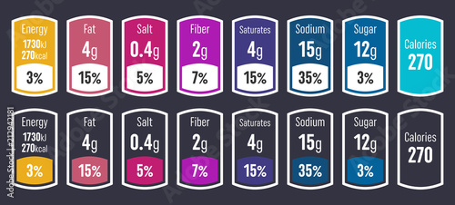 Creative vector illustration of nutrition facts information label for cereal box package isolated on transparent background. Design daily value ingredient amounts guideline calories, cholesterol, fat.