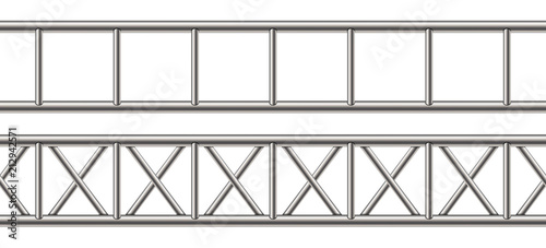 Creative vector illustration of steel truss girder, chrome pipes isolated on transparent background. Art design horizontal metal construction structure for billboard. Abstract concept graphic element photo