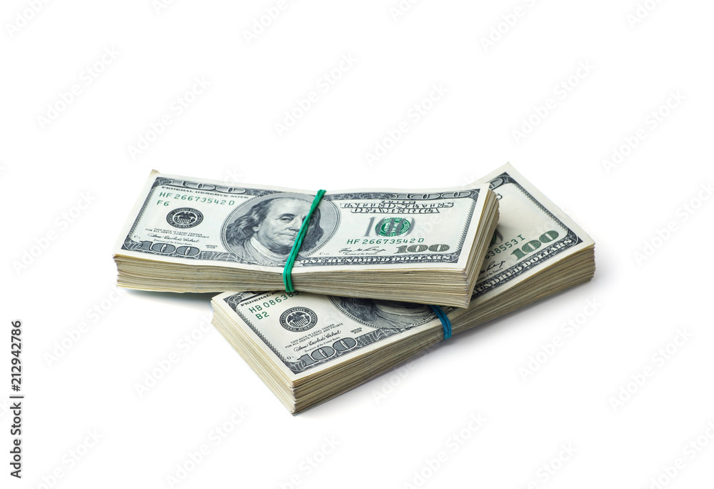 American dollars on white background American dollars on white background