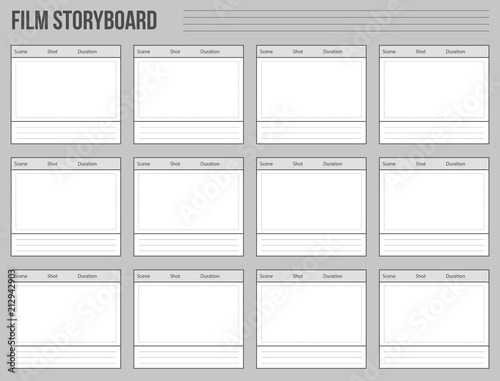 Creative vector illustration of professional film storyboard mockup isolated on transparent background. Art design movie story board layout template. Abstract concept graphic shot and scene element photo