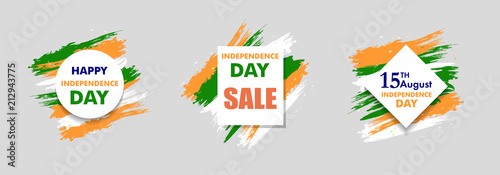 Indian Independence Day background 15 th august. Sign Sale for banner or poster. The colors of the national flag. Vector