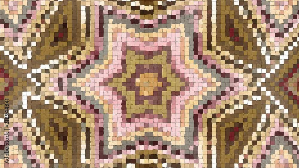 Abstract complex pattern from a mosaic. Dynamic bright transforming and ...