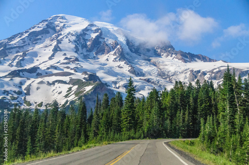 Approaching mount Rainier, from near the Paradise area.