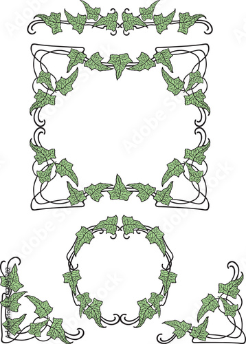 Vector image of decorative vine in shape of various frames