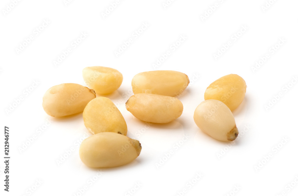 Cedar Pine nuts on a white background Cedar Pine nuts on a white background
