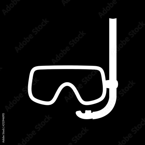 diving mask icon isolated on black background.