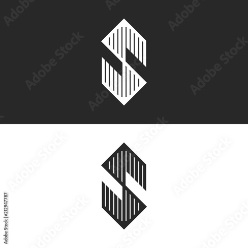 Hexagon shape letter S logo linear angular symbol, modern striped monogram identity emblem or vector initial icon