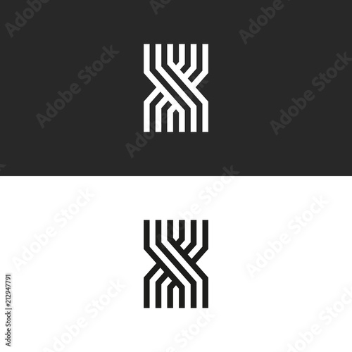 Minimal style logo X letter icon monogram, intersection thin lines initial creative corparate emblem