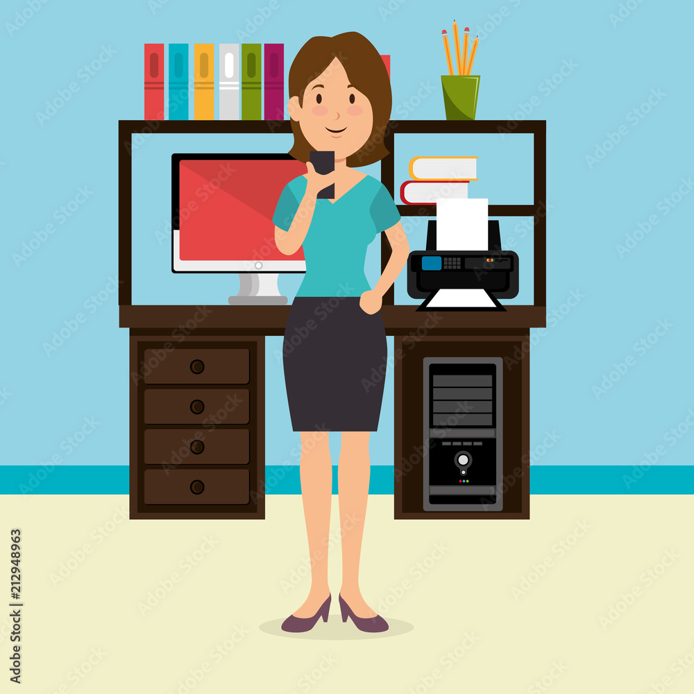 young businesswoman in the workplace office young businesswoman in the workplace office