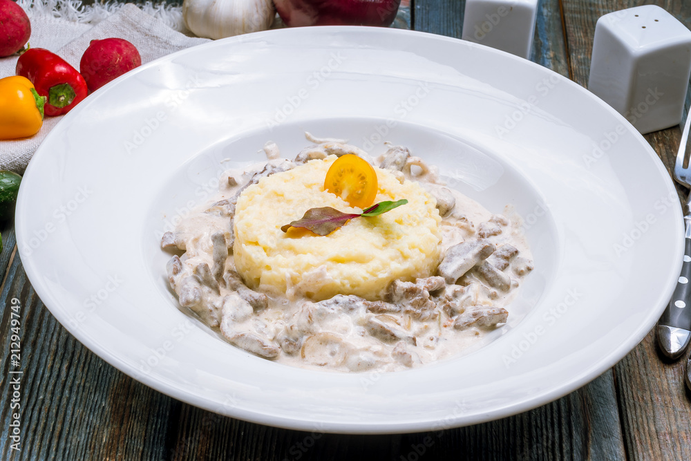 Stroganoff on white plate Stroganoff on white plate