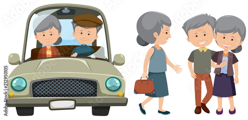 A set of elderly couple
