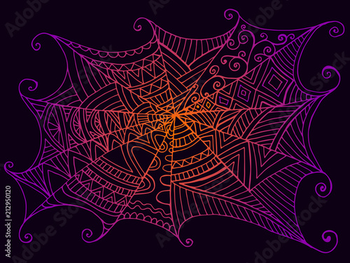 Decorative beautiful spider web, vintage style