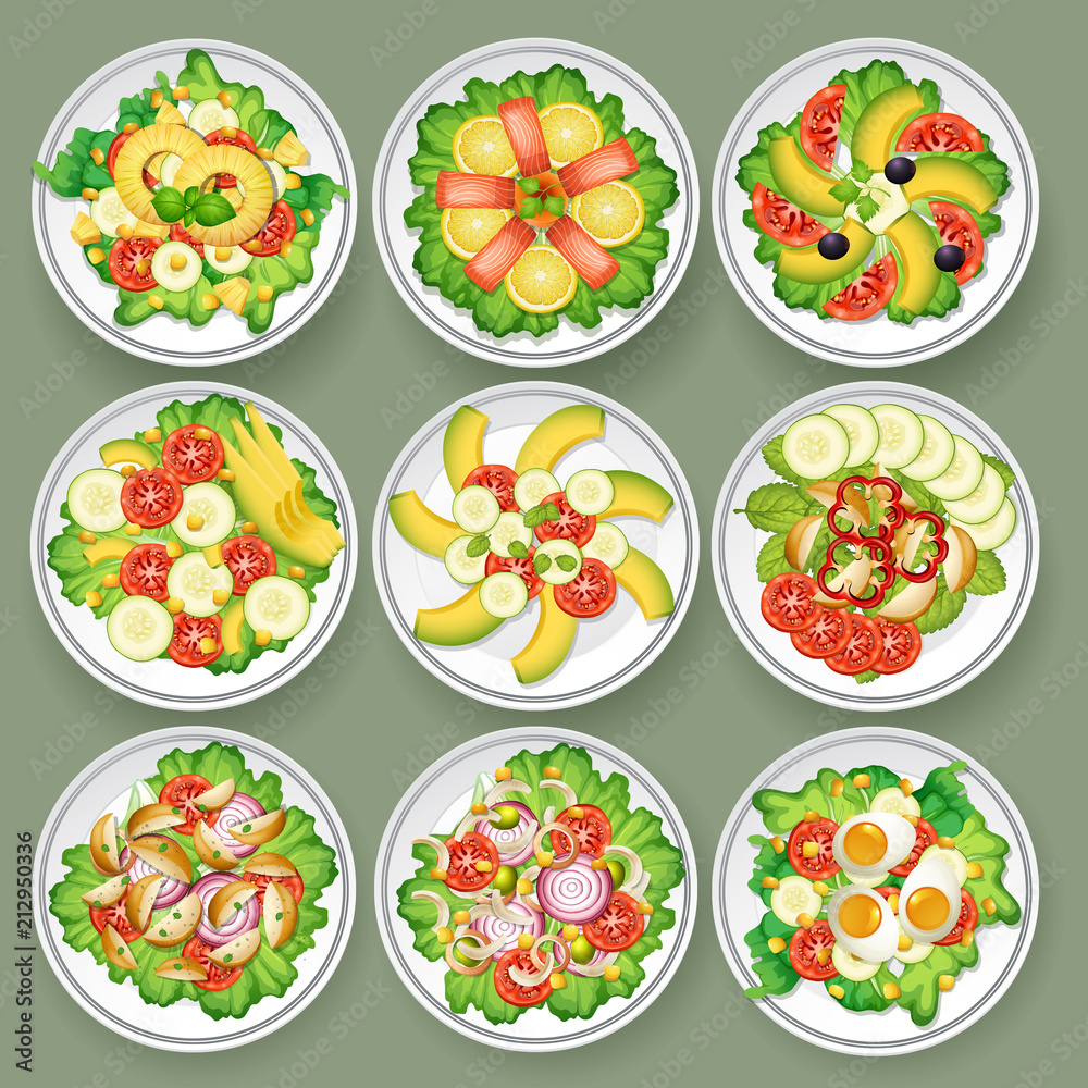 Set of different salads Set of different salads