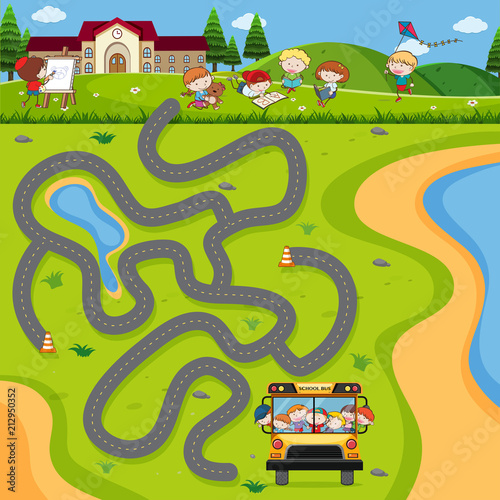 School Bus Maze Puzzle Game