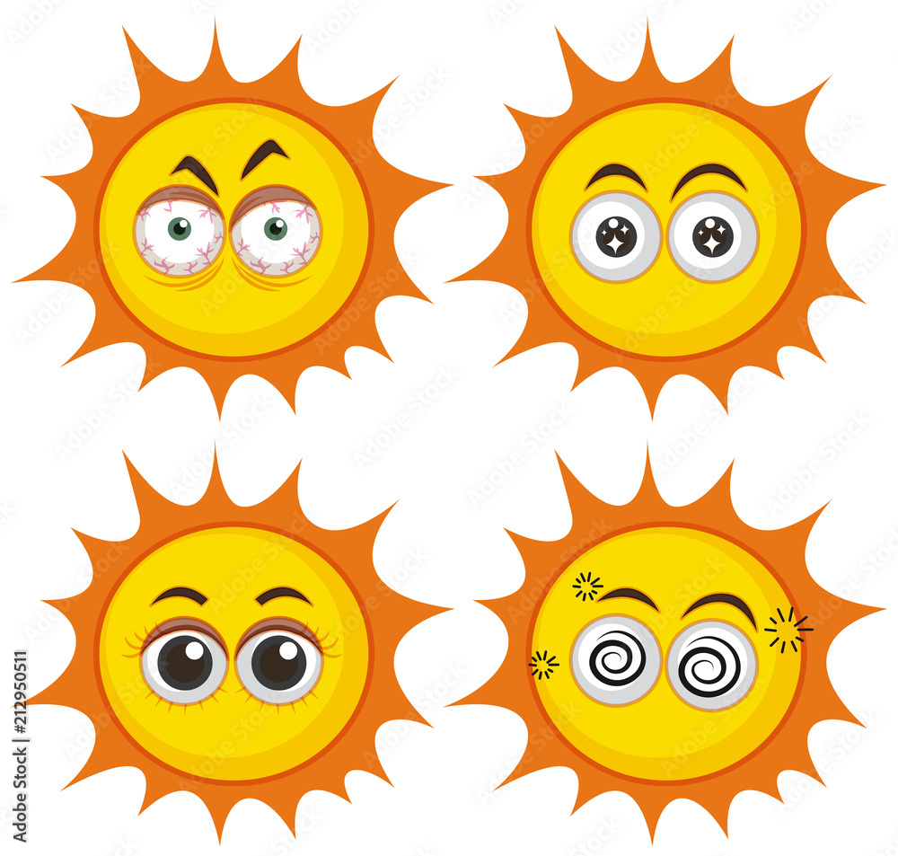 Set of suns with different expressions Set of suns with different expressions