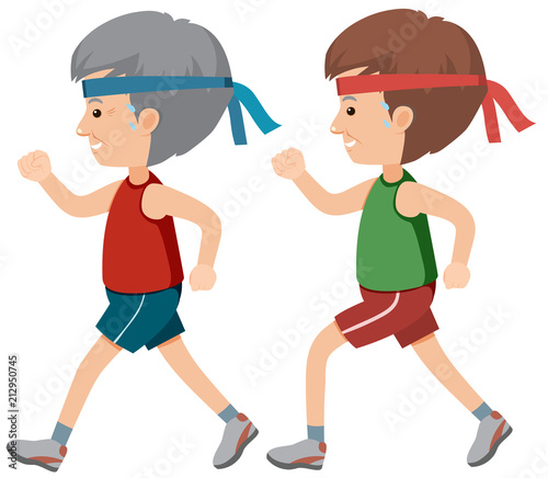 All Age Male Jogging on White Background