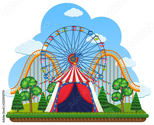 A Theme Park on White Background