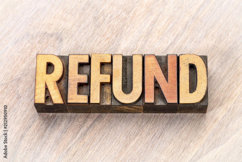 Fototapeta premium refund word abstract in wood type