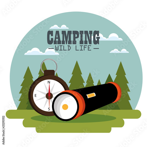 camping zone with equipment