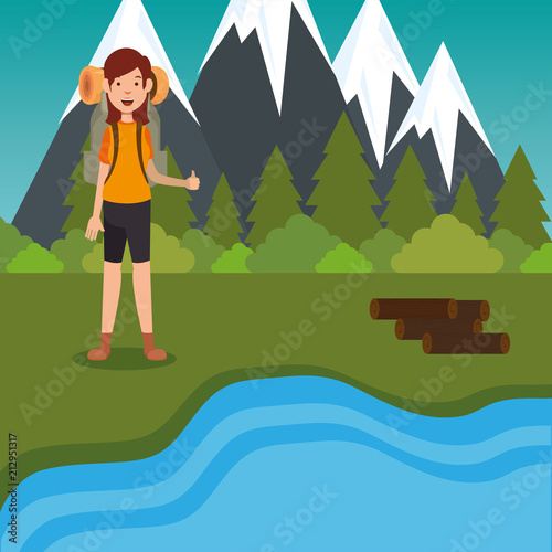 young woman scout in the camping zone scene