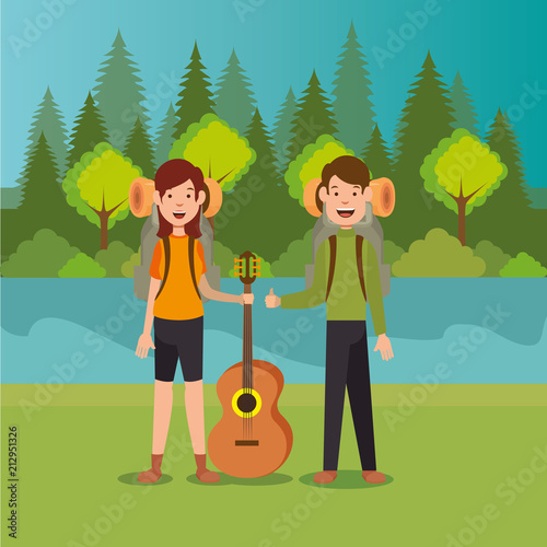 couple scouts in the camping zone scene