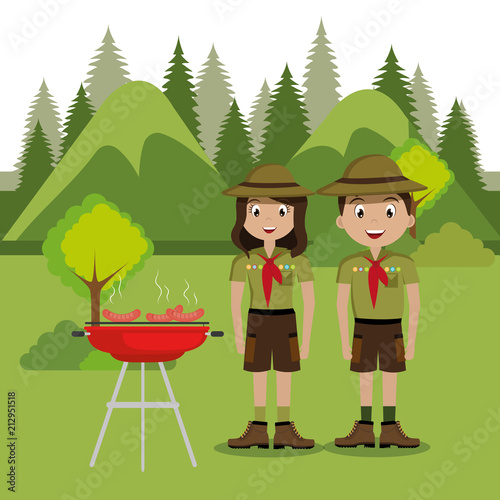 couple scouts in the camping zone scene