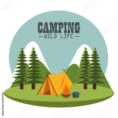 camping zone with tent scene