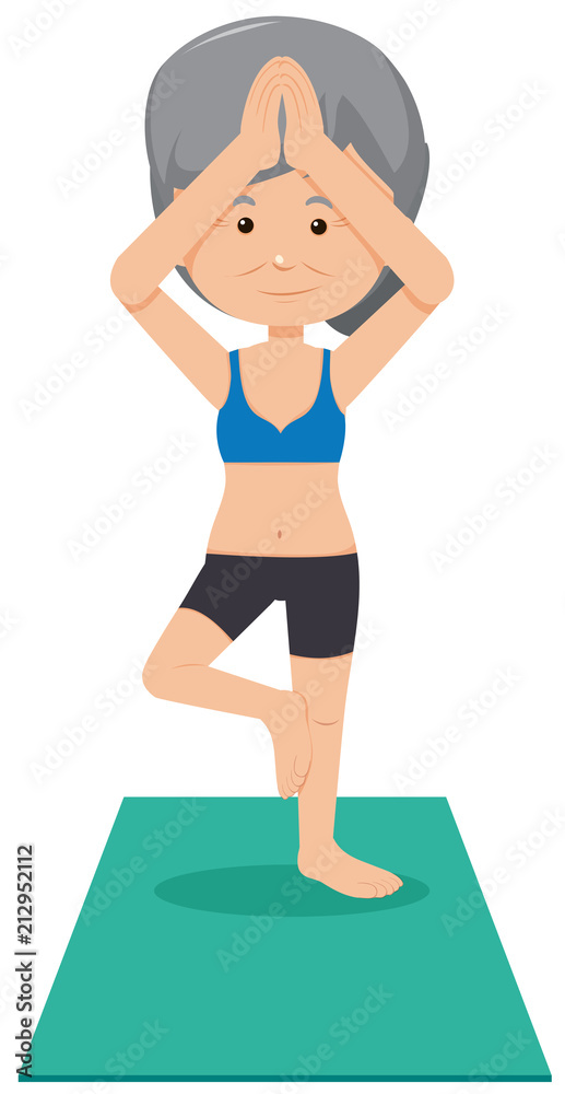 Fototapeta premium A Grandmother Practice Yoga