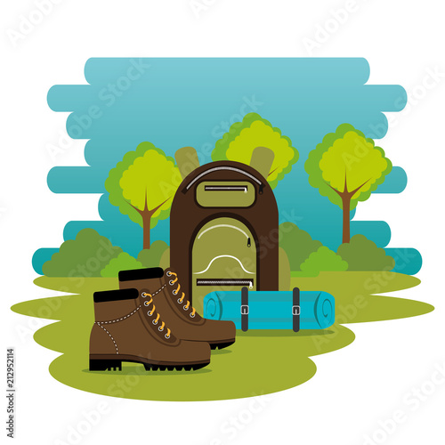 camping zone with equipment