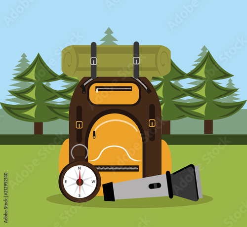 camping zone with equipment