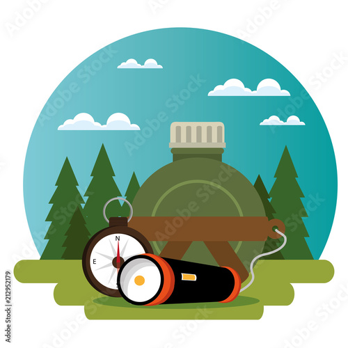 camping zone with equipment