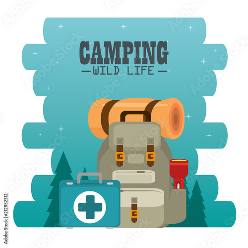 camping zone with equipment