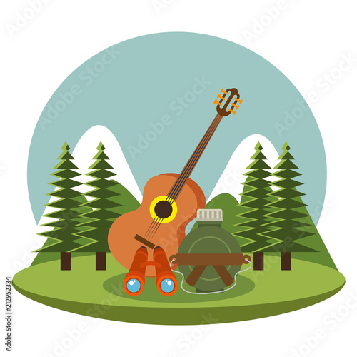 camping zone with equipment