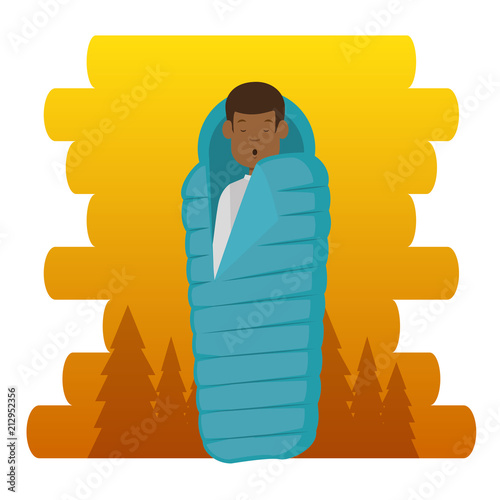 camping zone with sleeping bag