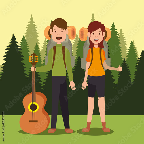 couple scouts in the camping zone scene