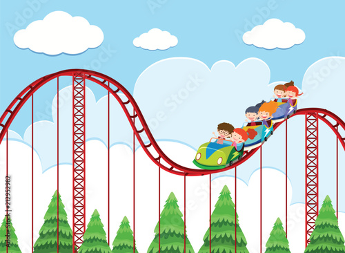 A roller coaster ride at theme park