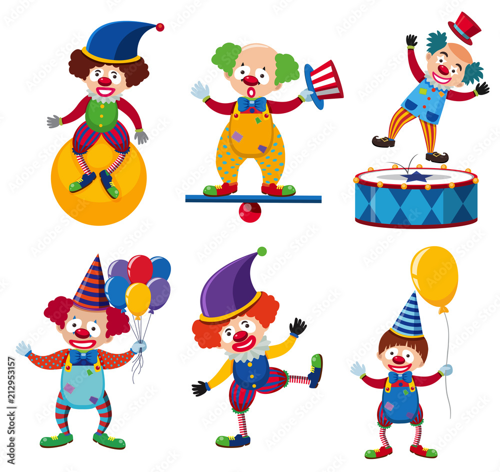 A Set of Clown Circus Character