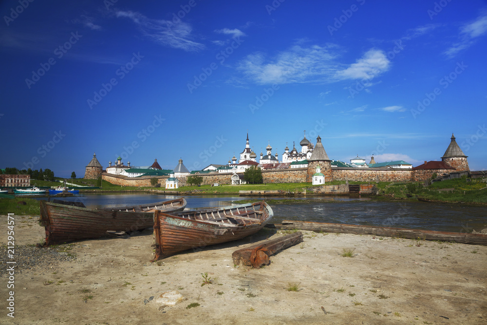 View of Solovetsky monastery in summer day