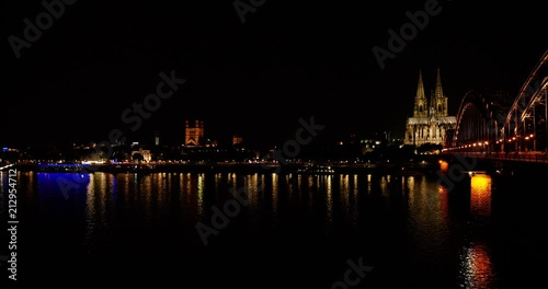 Cologne skyline night time