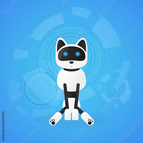 Robot cat. Animal machines working automatically, interactive computer toy pet.