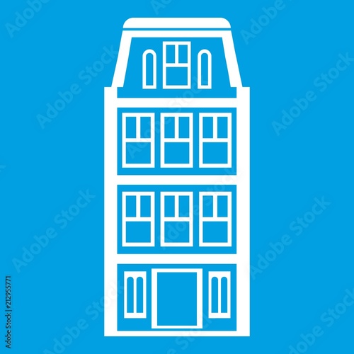 Dutch houses icon white isolated on blue background vector illustration