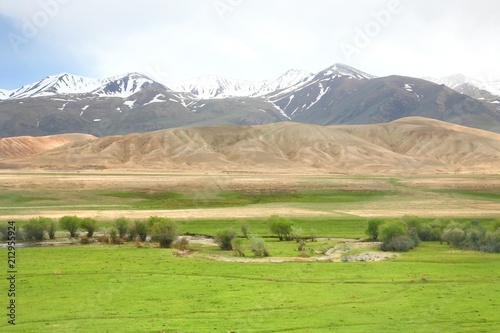 The route of beautiful scenic from Bishkek to Naryn with the Tian Shan mountains of Kyrgyzstan