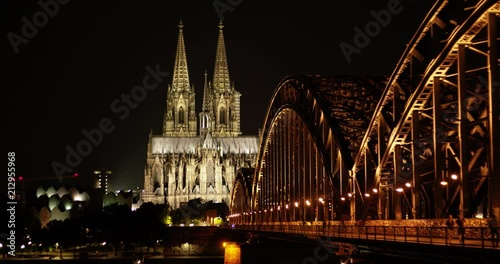 Cologne skyline night time