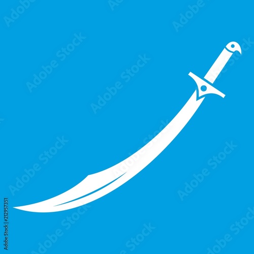 Scimitar sword icon white isolated on blue background vector illustration