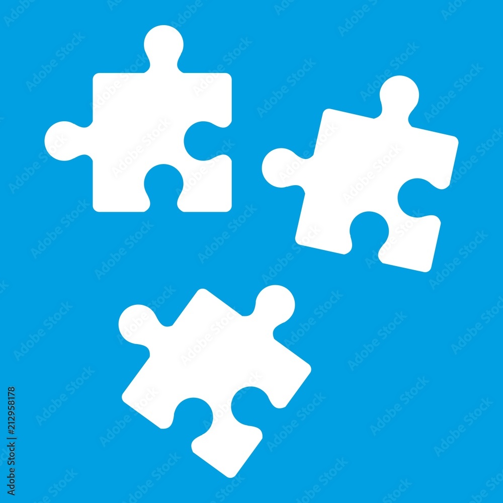 Puzzle icon white isolated on blue background vector illustration Puzzle icon white isolated on blue background vector illustration