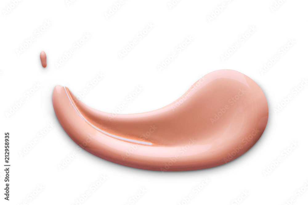 Cosmetic liquid foundation cream smudge smear strokes. Make up smear isolated on white background Cosmetic liquid foundation cream smudge smear strokes. Make up smear isolated on white background