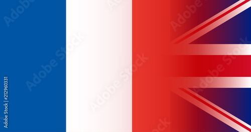 UK and France flags in gradient superimposition. Vector