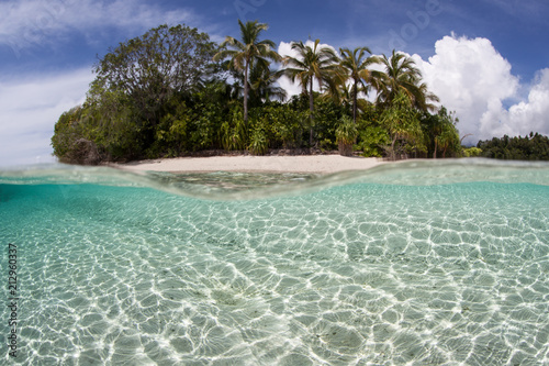 Fototapeta Naklejka Na Ścianę i Meble -  Idyllic, Tropical Island Surrounded by Warm, Clear Water